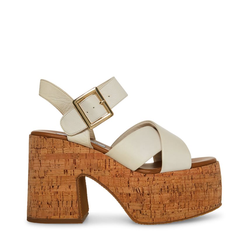 Sandalias de Plataforma Steve Madden Palmer Cuero Mujer Blancas | ES OZ1609